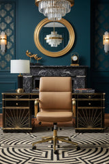 Modern European furniture - Gold Frame Upholstered Office Chair - www.oroa.com