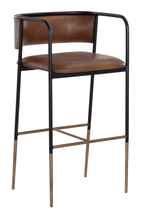 Brown Leather Look Bar Stool by Splendido Brenan Barstool