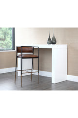 Modern European furniture - Brown Leather Look Bar Stool - www.oroa.com