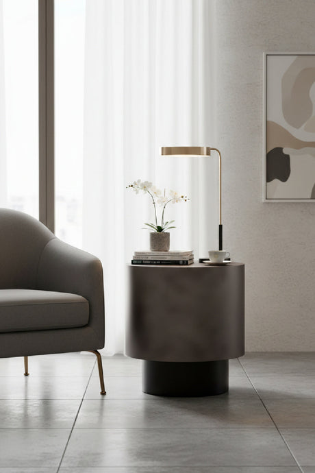 Modern European furniture - Antique Brass Round End Table - www.oroa.com