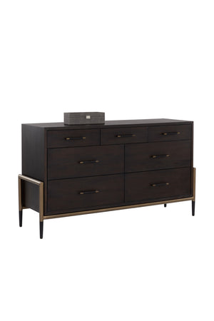 Modern European furniture - Brown Acacia 7-Drawer Dresser - www.oroa.com