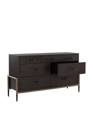 Modern European furniture - Brown Acacia 7-Drawer Dresser - www.oroa.com