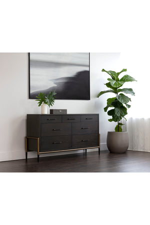 Modern European furniture - Brown Acacia 7-Drawer Dresser - www.oroa.com