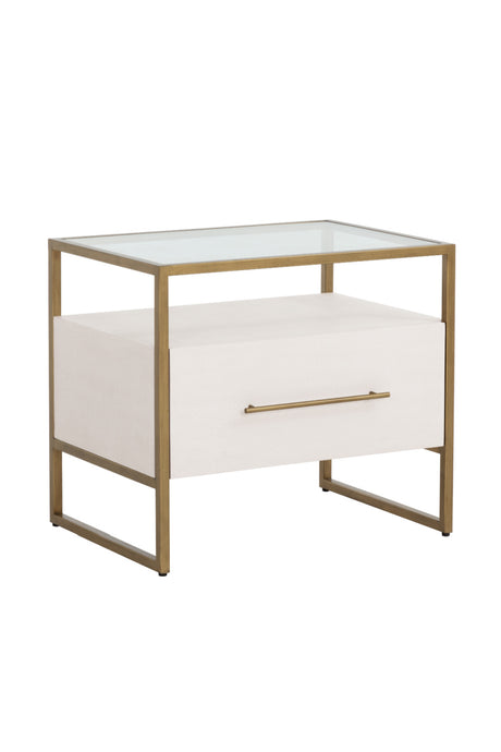 Cream Shagreen 1-Drawer Nightstand | Splendido Venice | Oroa.com