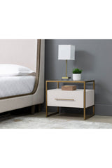 Modern European furniture - Cream Shagreen 1-Drawer Nightstand - www.oroa.com