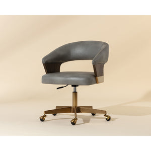 Modern European furniture - Gray Leather Look Office Chair - www.oroa.com