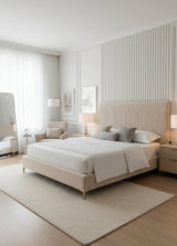 Modern European furniture - Cream Tufted King Bed - www.oroa.com