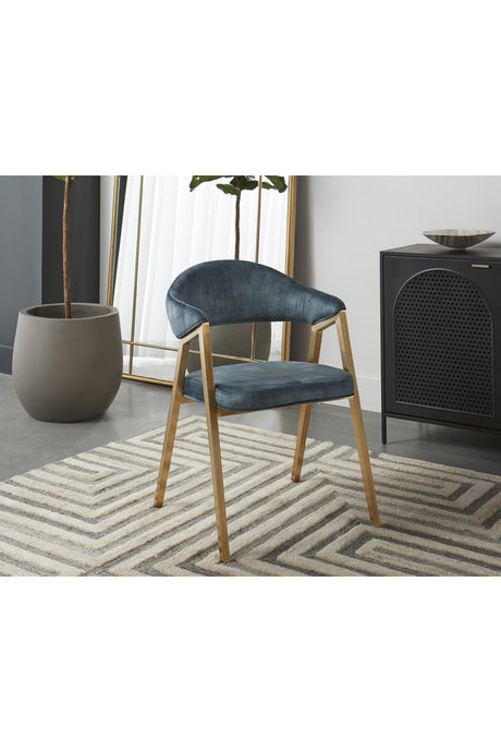 Modern European furniture - Blue Channeled Back Dining Armchair - www.oroa.com