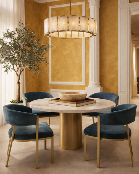 Modern European furniture - Blue Channeled Back Dining Armchair - www.oroa.com