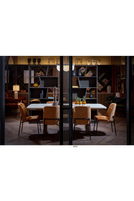 Modern European furniture - Brown Fabric Dining Chairs (2) - www.oroa.com