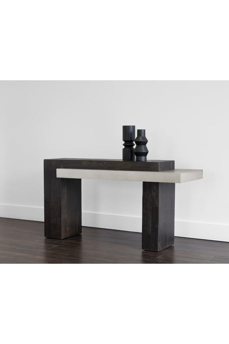 Modern European furniture - Rectangular Timber-Effect Indoor/Outdoor Console Table - www.oroa.com
