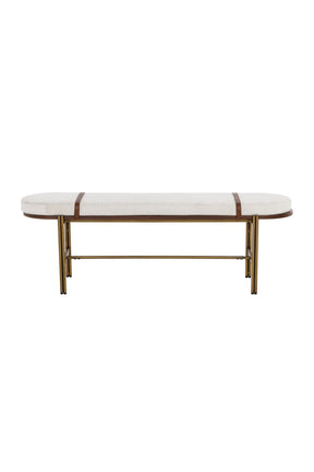 Oval White Fabric Bench by Splendido Elaine
