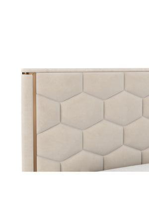 Taupe Hexagonal-Tufted King Bed | Splendido Alisha | Oroa.com