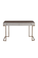 Modern European furniture - Cream Leather Look 2-Drawer Desk - www.oroa.com