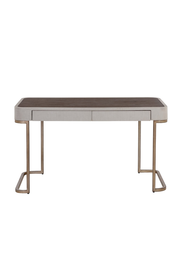 Modern European furniture - Cream Leather Look 2-Drawer Desk - www.oroa.com