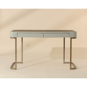 Modern European furniture - Cream Leather Look 2-Drawer Desk - www.oroa.com