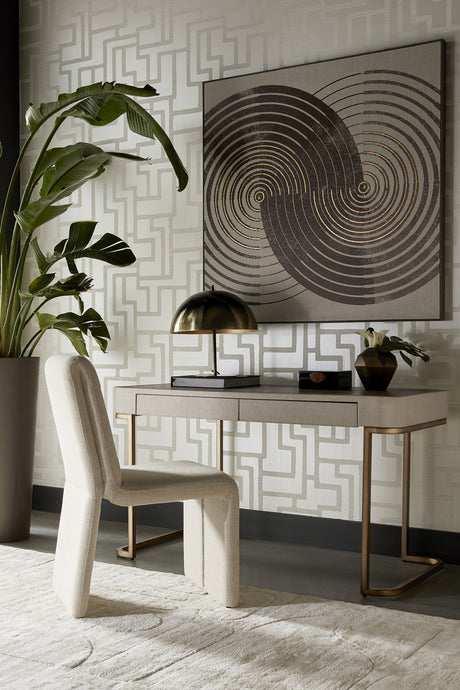 Cream Leather Look 2-Drawer Desk | Splendido Jamille | Oroa.com