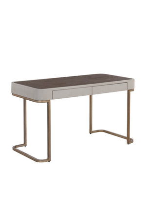 Modern European furniture - Cream Leather Look 2-Drawer Desk - www.oroa.com