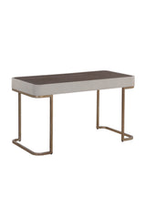 Modern European furniture - Cream Leather Look 2-Drawer Desk - www.oroa.com