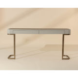Modern European furniture - Cream Leather 2-Drawer Console Table - www.oroa.com