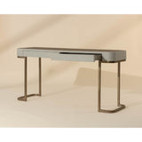 Modern European furniture - Cream Leather 2-Drawer Console Table - www.oroa.com