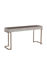 Modern European furniture - Cream Leather 2-Drawer Console Table - www.oroa.com