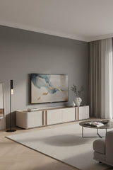 Modern European furniture - Cream Leather 4-Door Storage Cabinet - www.oroa.com