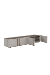 Modern European furniture - Cream Leather 4-Door Storage Cabinet - www.oroa.com