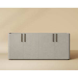 Modern European furniture - Cream Leather 4-Door Sideboard - www.oroa.com