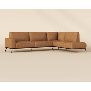 Modern European furniture - Brown Leather Chaise Sofa - www.oroa.com