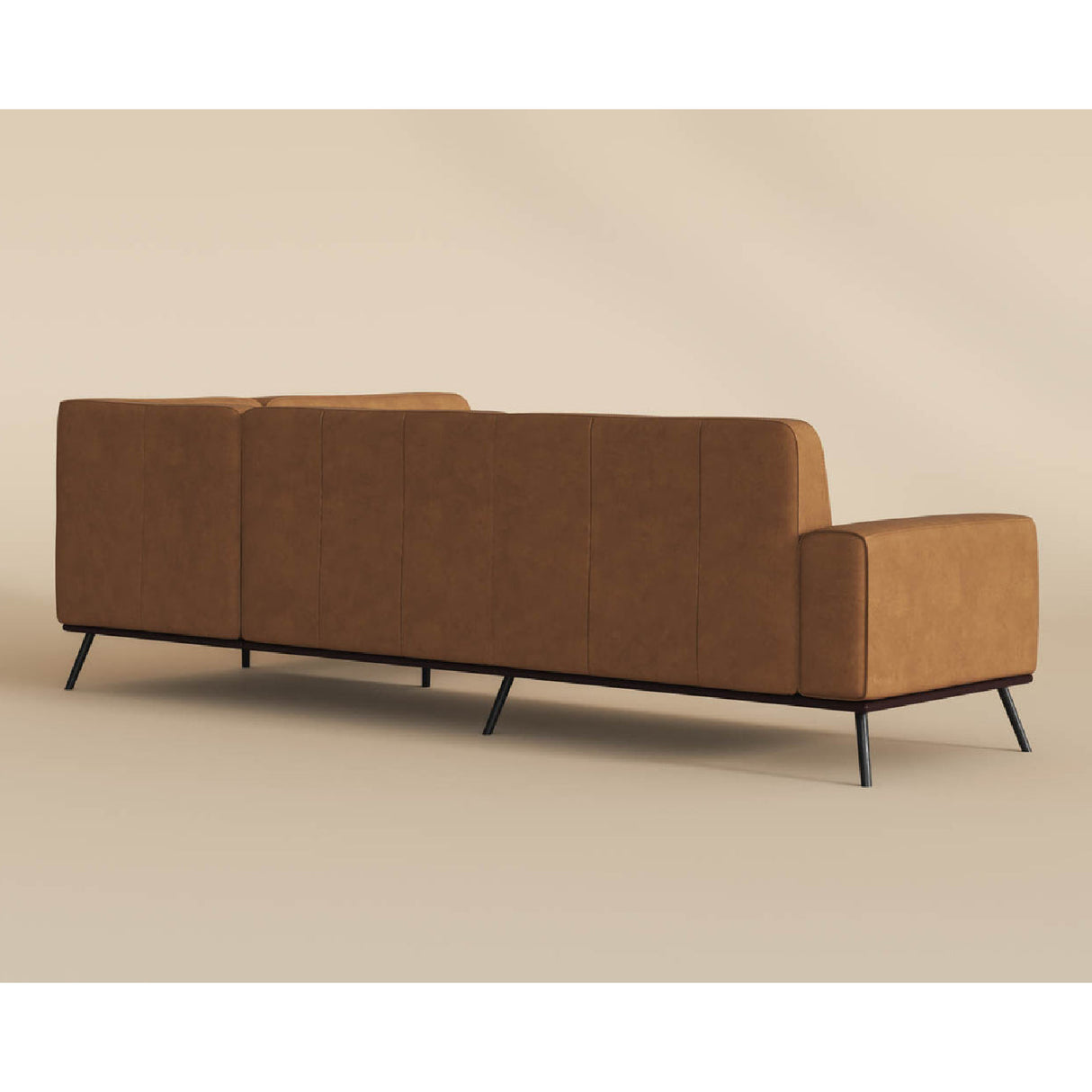 Modern European furniture - Brown Leather Chaise Sofa - www.oroa.com