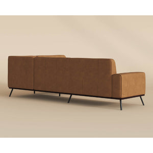 Modern European furniture - Brown Leather Chaise Sofa - www.oroa.com