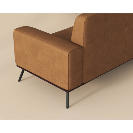 Modern European furniture - Brown Leather Chaise Sofa - www.oroa.com