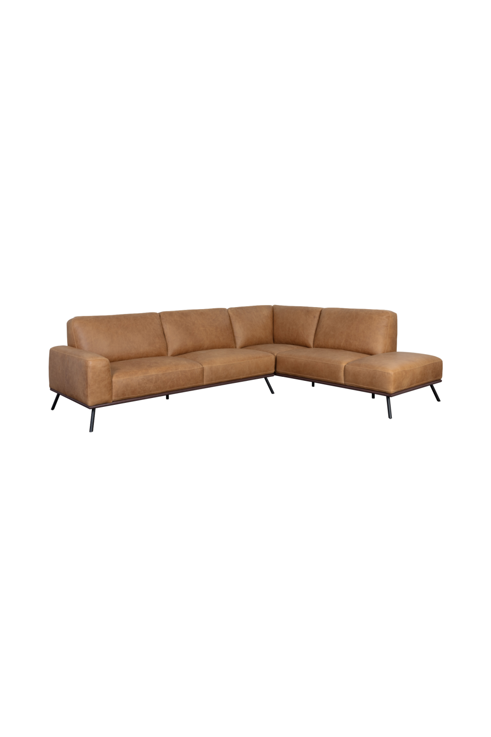 Brown Leather Chaise Sofa | Splendido Brandi