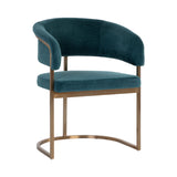 Teal Fabric Cantilever Dining Chair - Gold Frame | Splendido