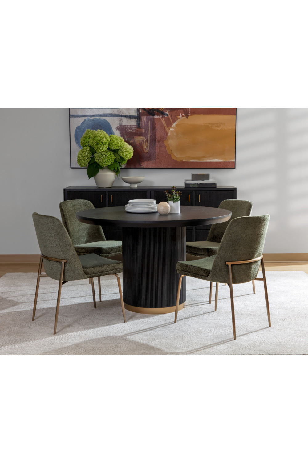 Modern European furniture - Green Fabric Dining Chairs (2) - www.oroa.com