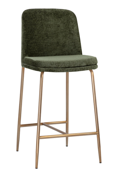Modern European furniture - Antique Brass Fabric Counter Stool - www.oroa.com