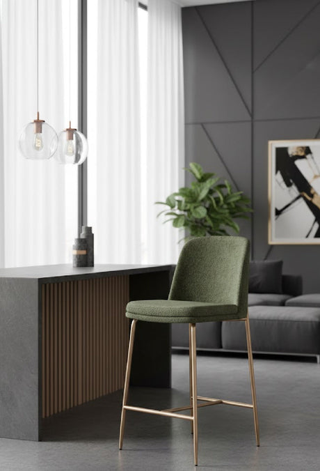 Modern European furniture - Antique Brass Fabric Counter Stool - www.oroa.com