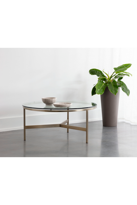Modern European furniture - Bronze Framed Glass Coffee Table - www.oroa.com