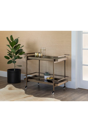 Modern European furniture - Black Glass Shelves Bar Cart - www.oroa.com
