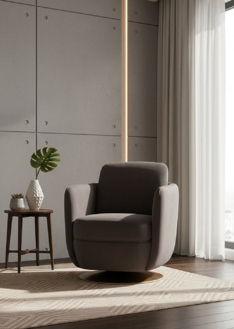 Modern European furniture - Gold Base Swivel Lounge Chair - www.oroa.com
