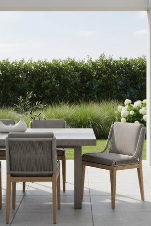 Modern European furniture - Contemporary Indoor/Outdoor Teak & Woven Dining Chair - www.oroa.com
