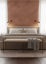 Modern European furniture - Gold Framed White Bench - www.oroa.com