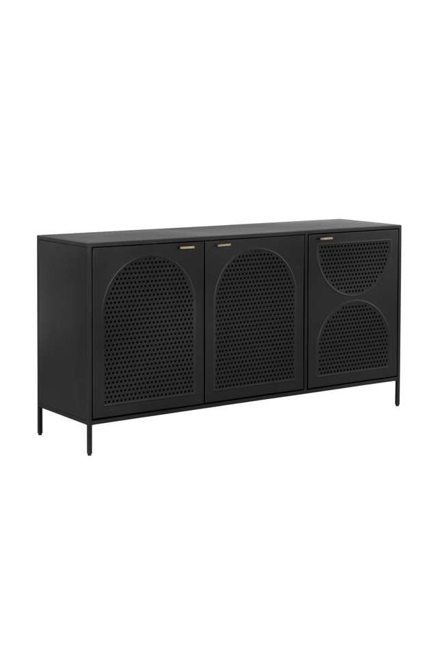 Modern European furniture - Black Perforated Metal 3-Door Sideboard - www.oroa.com