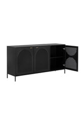 Modern European furniture - Black Perforated Metal 3-Door Sideboard - www.oroa.com
