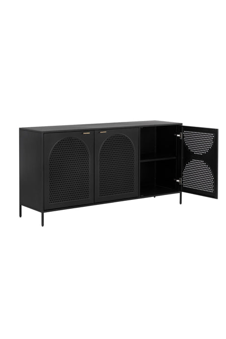 Modern European furniture - Black Perforated Metal 3-Door Sideboard - www.oroa.com
