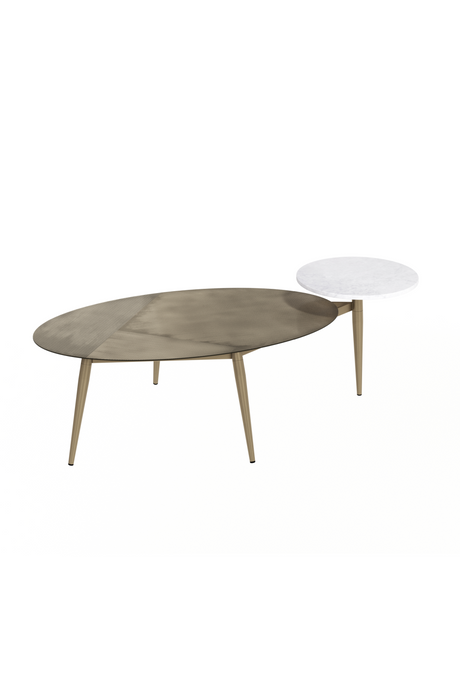 Modern European furniture - Oval Antique Brass Coffee Table - www.oroa.com