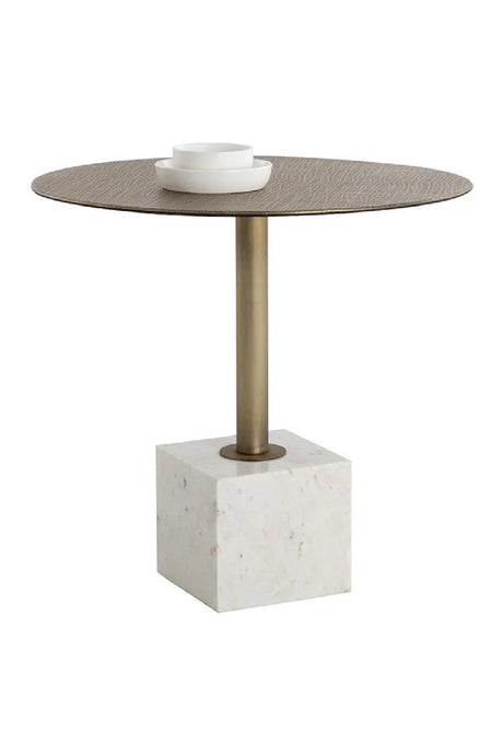 Modern European furniture - Antique Brass Marble Bistro Table - www.oroa.com