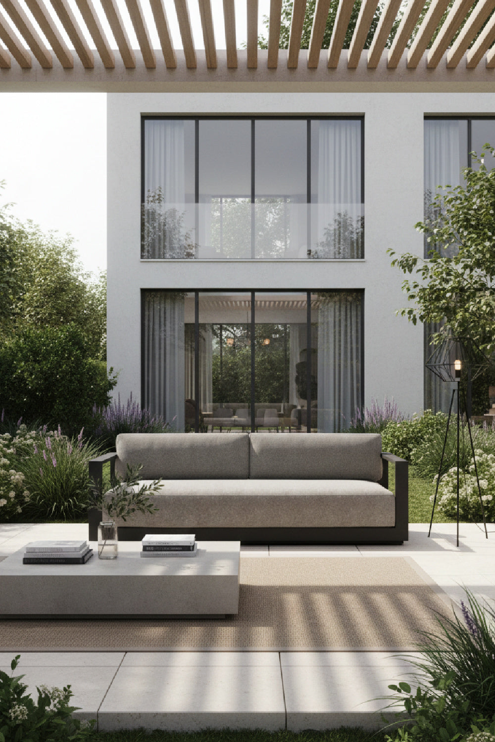 Modern European furniture - Gray Padded Outdoor Sofa - www.oroa.com