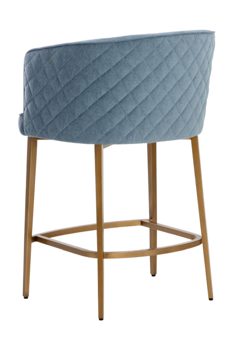 Modern European furniture - Diamond-Stitched Blue Counter Stool - www.oroa.com